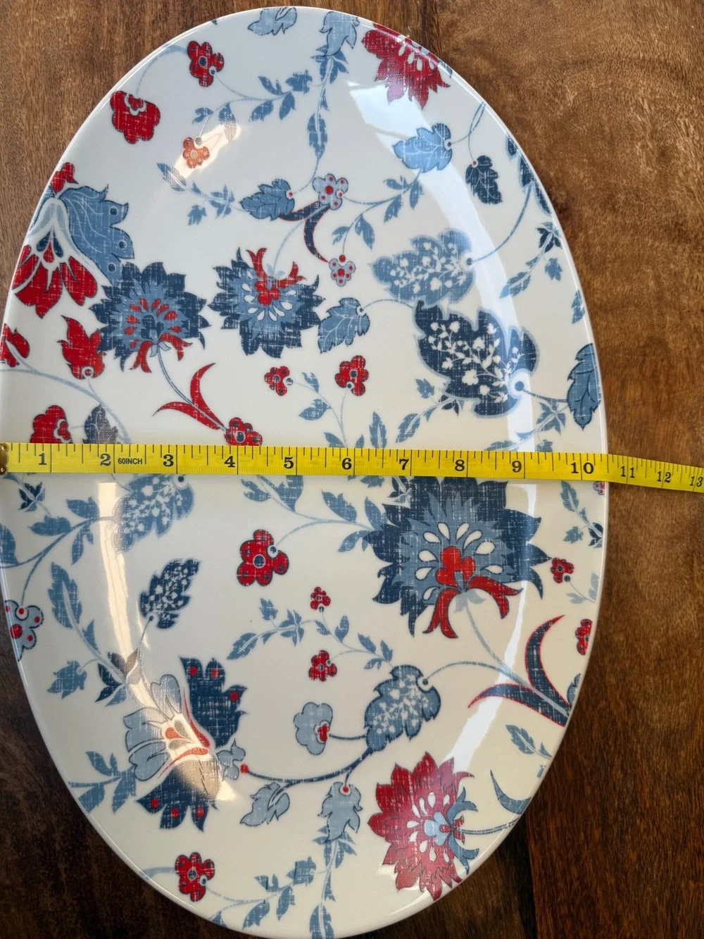 Sur La Table Red and Blue Floral Oval Serving Platter